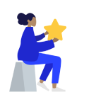 Person sitting and holding a golden star